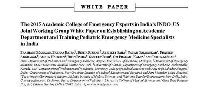 INDUSEM-ACEE-IAP-NBE Experts draft the Roadmap for Pediatric Emergency Medicine in India